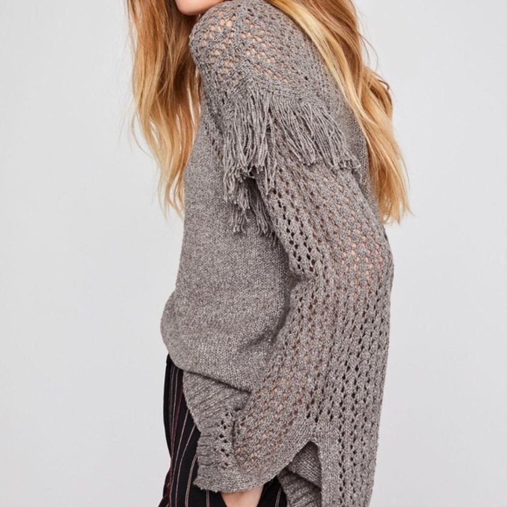 Bcbgeneration Fringe Pullover Sweater Jumper Grey - image 2